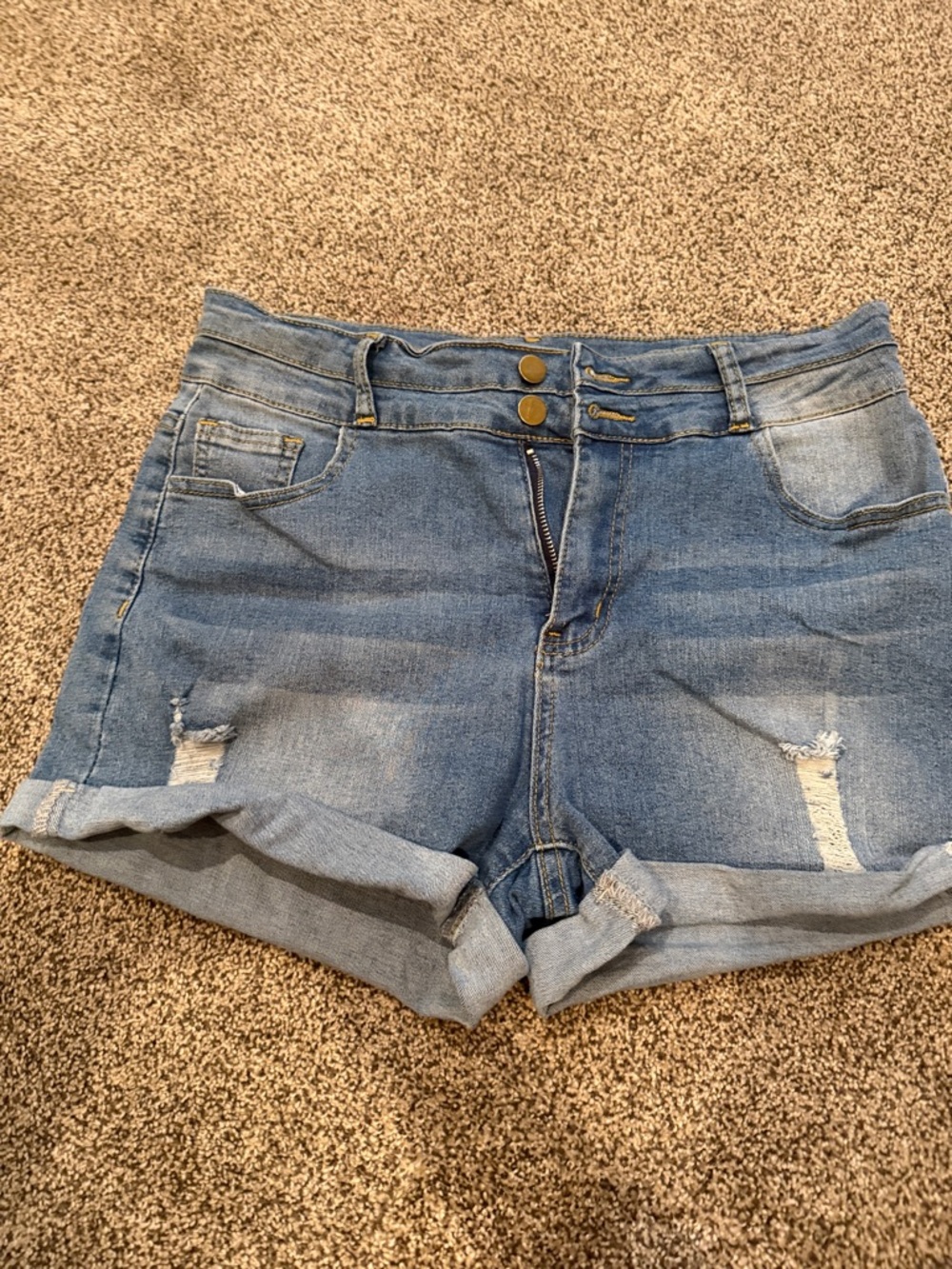 Classic High-Waist Women's Denim Shorts - Blue